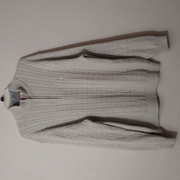 Izod Men's 1/4 Zip 100% Cotton Cable Knit Sweater - Picture 1 of 10